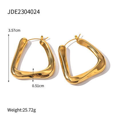 Square Hoop Stud Gold Nugget Earrings 14K Gold Plated nugget earrings